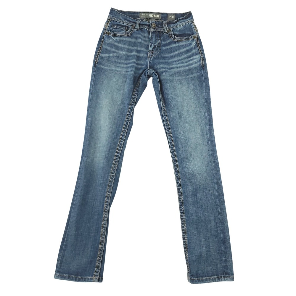 BKE Alec Jeans Womens 26R Blue Medium Wash Mid Rise Straight Stretch Denim